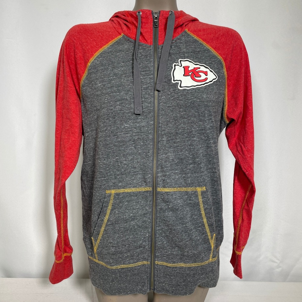 Kansas City Chiefs Nike NFL Grey Red Colorblock Full Zip Hoodie Women's LARGE
